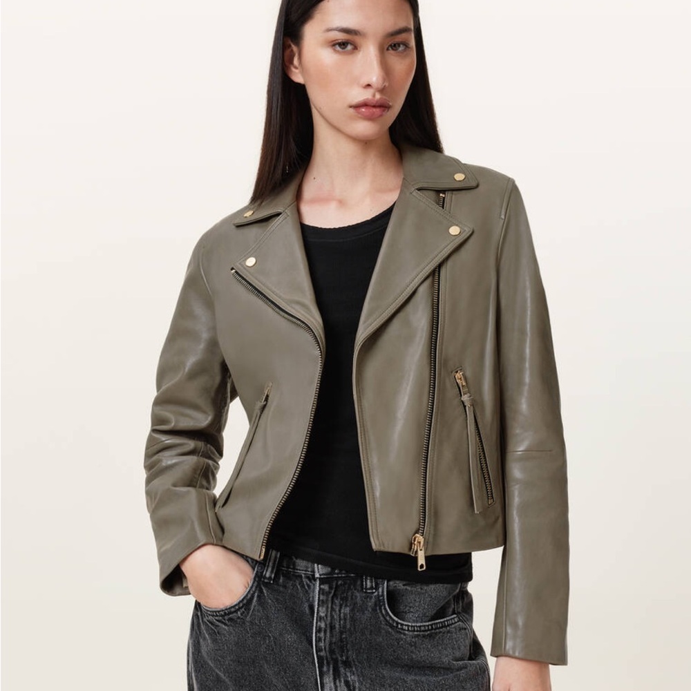 Olive Green Women's Leather Jacket